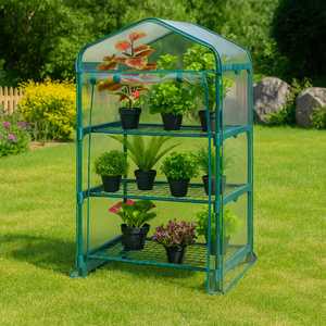 Mini invernadero de 3 niveles para plantas 69x49x125 cm, estructura de acero con cubierta de PVC, para uso en balcón o jardín. - Product Image 5