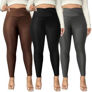 Leggings Deportivos de Talla Grande para Mujer, Leggings de Yoga Casuales de Cintura Alta, Elásticos, con Diseño Delgado y Liso - Product Image 1