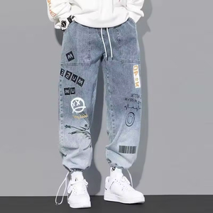 <span class=keywords><strong>Jean</strong></span> <span class=keywords><strong>Cargo</strong></span> Slim Bleu Tendance <span class=keywords><strong>Homme</strong></span> Personnalisé de Haute Qualité, Style Hip Hop Décontracté Brodé avec Boutons, Vente en Gros pour Automne-Été - Product Image 6