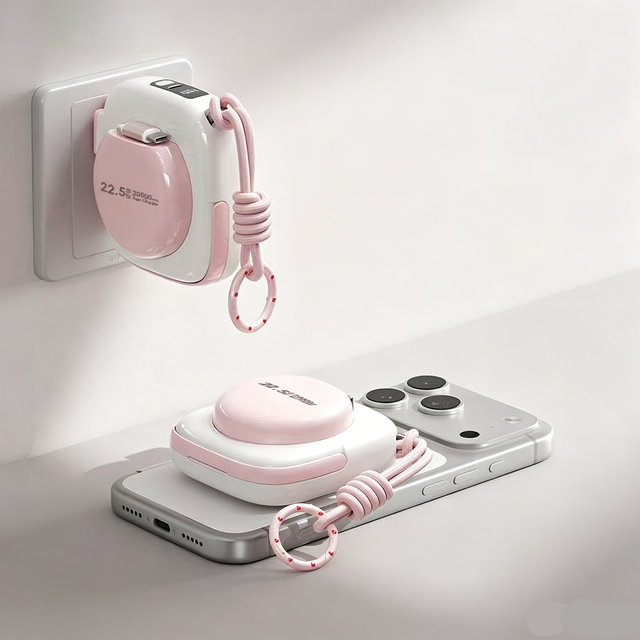 Multi-Functional 6-in-1 Power Bank 22.5W Fast Charging Built-in Retractable Cable AC Foldable Plug
