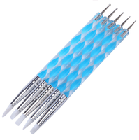 Stylo Double tête en silicone, 1 pièce, pointe en métal, art des ongles, avec poignée en acrylique