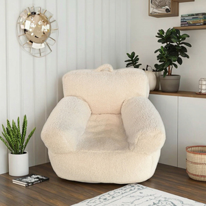 Contemporary Japanese-Style Single Big Fluffy Polystyrene Beads <strong>Filled</strong> <strong>Beanbag</strong> Living Room Sofa Removable Cover Velvet Fabric - Product Image 2