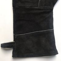 Sarung Tangan Kulit BBQ 2 Jari Tahan Suhu Tinggi dengan Lapisan Fleece Katun Anti-Potong & Tahan Panas Warna Hitam