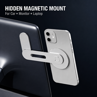 Support de téléphone magnétique pliable en alliage d'aluminium 3900 Gauss avec fixation adhésive discrète pour écran d'affichage de tableau de bord