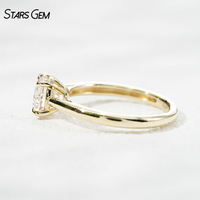Anillo Solitario Clásico Unisex Starsgem de Oro Sólido de 10K con Baño de Rodio, Diamante Cultivado en Laboratorio de 0.5-1.0ct, Color DEF, Corte Brillante, Claridad VS