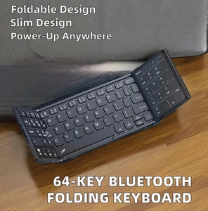 Ultra Slim 64-Key Tri-Fold Rechargeable for Bluetooth Touchpad <strong>Keyboard</strong> Folding Design for Laptop Tablet PC &amp; Phone English New - Product Image 4