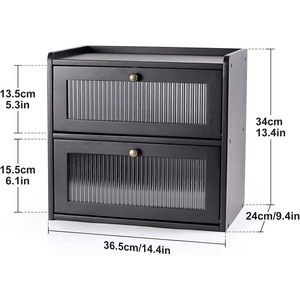 Gỗ bánh mì lưu trữ container Box, <span class=keywords><strong>2</strong></span>-Layer công suất lớn Tủ lưu trữ, phong cách retro - Product Image 3