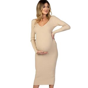 <span class=keywords><strong>Vestido</strong></span> <span class=keywords><strong>Ajustado</strong></span> para Mujer <span class=keywords><strong>Embarazada</strong></span>, Ropa de Maternidad con Cuello en V, <span class=keywords><strong>Vestido</strong></span> Sexy para Fotografía, Ropa de Embarazo, Primavera y Otoño - Product Image 1