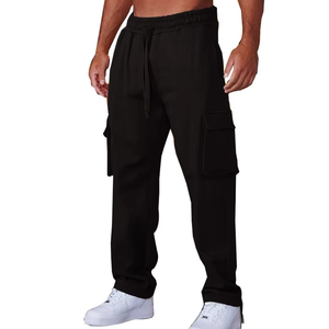 Men's Denim Jogger Track Pants <b>Elastic</b> Waistband Light Wash Breathable Washable Stacked Sweatpants with Pocket Fitness Trousers - Product Image 1