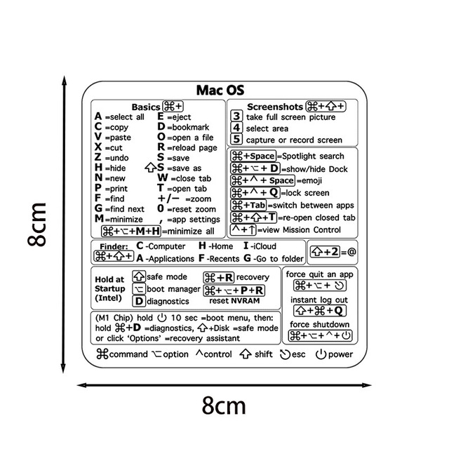 Baide Keyboard Shortcuts Windows/Word Laptop Office Software MACBOOK Single Sided Acrylic Waterproof Sticker