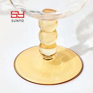 Vaso de <span class=keywords><strong>Gin</strong></span> de Cristal sin Plomo Hecho a Mano, Personalizado, de Alta Calidad, Creativo, con Tallo en Forma de Bola, Color Amarillo y <span class=keywords><strong>Rosa</strong></span>, Vaso Margaret - Product Image 5