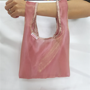 CH OP Sac fourre-tout en organza de polyester personnalisé avec logo tissé, sacs d'épicerie, sacs écologiques, sacs de luxe pour le shopping - Product Image 2