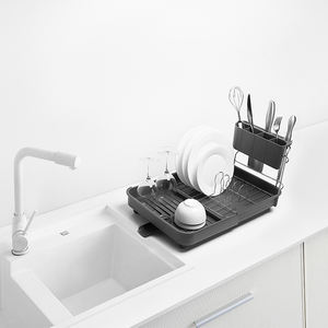 Expansible profundo plato <span class=keywords><strong>de</strong></span> secado Rack negro con utensilio titular en el lavabo. En el fregadero o en contra plato <span class=keywords><strong>escurridor</strong></span> - Product Image 6
