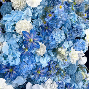Panneau de fond moderne en soie bleue mystérieuse à motifs floraux et papillons, parfait pour les décorations de mariage et d'anniversaire - Product Image 4