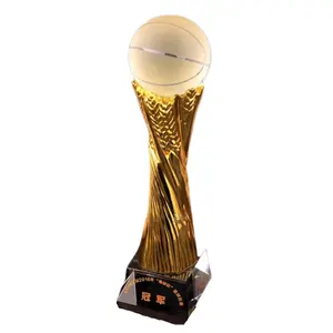 Piala Basket/Piala Sepak Bola Kristal Kosong Logam Kustom Hadiah untuk Pengenalan