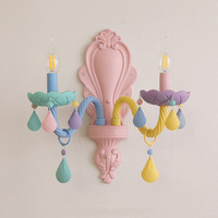 Lustres en cristal de couleur macaron, lampes de salle à manger, chambre à coucher, enfants, American Girl, lampes de décoration de maison de princesse