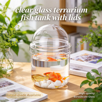 Accessoires de décoration intérieure, articles écologiques, faits à la main, en verre borosilicate transparent, terrarium pour plantes, vase à mousse, aquarium avec couvercles
