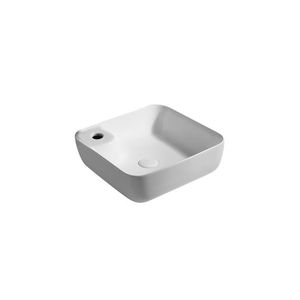 Lavabo da Appoggio Moderno 42x42cm con Finitura Opaca in Pietra e Resina per Cucina e Hotel, per Lavaggio Mani - Product Image 1