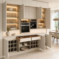 Buffet de salle à manger encastré moderne blanc crème sur mesure avec niche LED pour salon de luxe