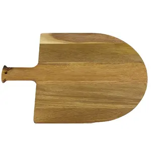 Tablero de madera de Acacia para servir Pizza, bandeja de servicio de comida con mango, profesional, directo de fábrica