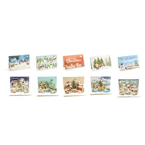 CARTE DE VOEUX DE NOËL 3D EN PAPIER LAMINÉ DORÉ 12X17CM ASSORTIE - Product Image 1