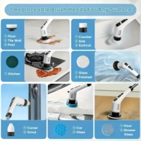 Brosse de nettoyage de douche électrique sans fil pour 7 brosses interchangeables, adaptée aux bébés, pour baignoire et carrelage, en plastique