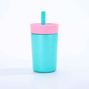 Green Plastic Tumbler With Blue Lid And <b>Straw</b> Spill Proof For Children Modern Design - Product Image 2