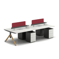 Bureau de travail modulaire extensible moderne pour 6 personnes, mobilier en bois pour espace ouvert et coworking, idéal pour le personnel de bureau