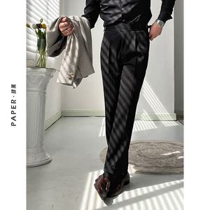 <span class=keywords><strong>Pantaloni</strong></span> da uomo di fascia alta stile retrò di colore nero puro <span class=keywords><strong>pantaloni</strong></span> da lavoro a vita alta <span class=keywords><strong>pantaloni</strong></span> lunghi Casual <span class=keywords><strong>grigio</strong></span> <span class=keywords><strong>scuro</strong></span> - Product Image 4