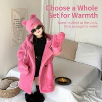 Manteau d'hiver mi-long à capuche en fausse fourrure de vison pour enfants, unisexe, à double boutonnage, épaissi, style coréen, 100-140 cm