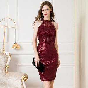 Abito estivo Sexy Vintage nero Mini paillettes donna 2022 elegante vestito da festa aderente da donna abiti da sera da ballo da sposa Vestidos - Product Image 6