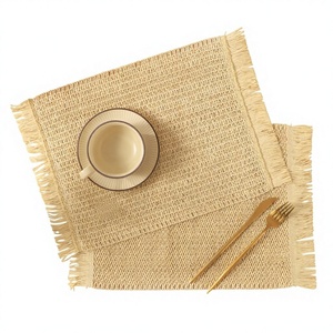Nouveau style 2025 – Set de <span class=keywords><strong>table</strong></span> en <span class=keywords><strong>papier</strong></span> tressé avec pompons, résistant à la chaleur, biodégradable, décoratif pour <span class=keywords><strong>table</strong></span> basse – Livraison directe disponible - Product Image 1