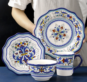 Juego de Vajilla de Cerámica Estilo Europeo, Diseño Floral Español, Apto para Microondas, Hermético, para Restaurantes y Supermercados - Product Image 4