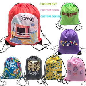 Promotional 210D Polyester String Backpacks Polyester Custom Draw String Bag Waterproof Fitness Draw String Bag