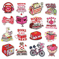 Patchs thermocollants brodés en forme de canard rose mignon lisant un livre en forme de cœur pour la Saint-Valentin, décoration DIY pour vêtements