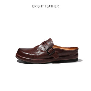 Sandales <span class=keywords><strong>Birkenstock</strong></span> pour hommes en cuir véritable noir, style simple, avec embout, en cuir de cheval, à enfiler, respirantes, semelle souple, décontractées pour l'été - Product Image 4
