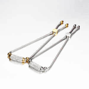<b>Adjustable</b> Titanium Steel Snake Chain <b>Bracelet</b> With Rhinestone Inlay For Women Gift Jewelry - Product Image 3