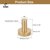 Vis moletées à tête plate en laiton M3 M4 M5 M6, vis de réglage moletées, M3x5mm