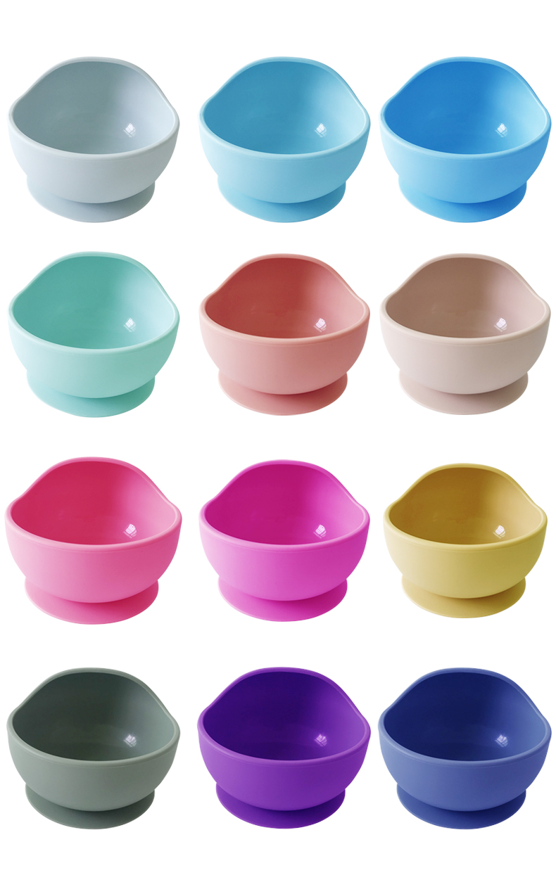 Ensemble matériel de cuillère de cuvette de bébé de silicium de vaisselle d'aliment pour bébé de silicone de catégorie comestible 2