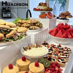 Huadison tiệc bên trang trí thực phẩm Riser <span class=keywords><strong>Buffet</strong></span> Set hiển thị màu trắng risers Acrylic Hộp cho khách sạn tự chọn - Product Image 6