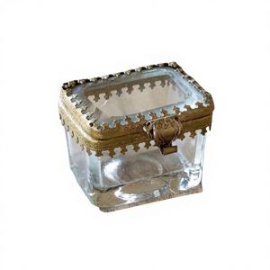 Boîtes à bijoux modernes en verre biseauté en laiton avec finition or antique, couleur personnalisée |   Organisateur de bijoux élégant fait à la main pour offrir en cadeau - Product Image 1