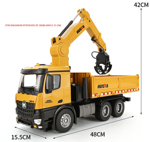 Nuevo Camión Volquete RC <span class=keywords><strong>Huina</strong></span> <span class=keywords><strong>1575</strong></span> 2021, Escala 1:14, 26 Canales, Media Aleación, 575 con Agarrador de Madera, Juguetes de Vehículos de Ingeniería para Niños - Product Image 2