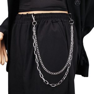 โซ่คาดเอวโลหะสองชั้น สไตล์พังก์แนวสตรีท รูปทรงเรขาคณิต ทำจากโลหะผสมสังกะสี สำหรับใส่ทุกวัน แฟชั่นเครื่องประดับร่างกาย - Product Image 2