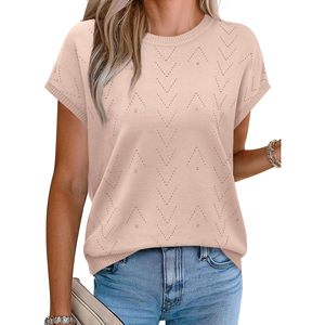 เสื้อสเวตเตอร์แขนสั้นผู้หญิง FOXA คอกลม เนื้อนุ่ม สวมใส่สบายๆ ในฤดูร้อน - Product Image 2
