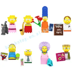New Cartoon Movies Simpson Lisa Series Ma Ji Martin Prince Comic Book Morman Patty Mini Building Block Figures Toys SP1016