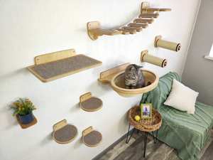 HOSTK - Árbol para Gatos de Bambú Personalizado, Decorativo, de Madera, Mueble de Pared Sostenible para Mascotas, Estantes de Pared para Gatos, Cama - Product Image 3