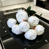 7 Tangkai Bunga Peony Buatan Tangan dari Sutra, Buket Bunga Peony Palsu, Dekorasi Meja Rumah untuk Hari Valentine dan Pernikahan
