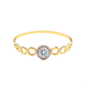 Bracelet en acier inoxydable plaqué or fin avec cristal central et motif circulaire pour femme - Product Image 2