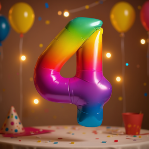 Party Love Number 4 <b>Balloon</b> 45cm Multicolor Foil Metallic Birthday Party <b>Decor</b> Kids - Product Image 5