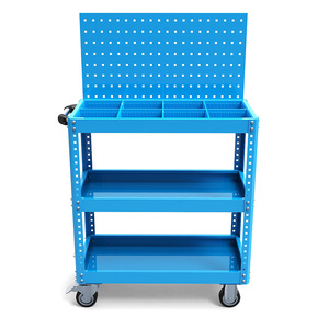Three Tier Tool Cart Mobile Workshop Cart With Pegboard Storage And Wheels For Auto Repair And Maintenance - Product Image 2